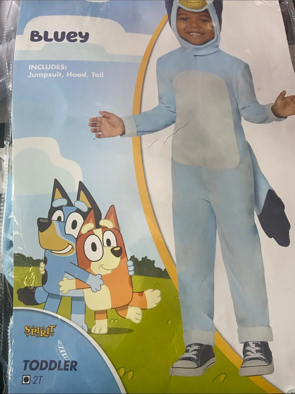 Toddler BlueyCostume - Blue Character Jumpsuit with Hood and Tail